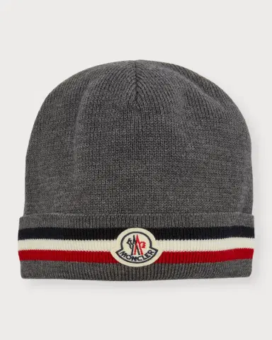 Moncler Men's Tricolor Logo Beanie | Thumbnail 3 Moncler Men's Tricolor Logo Beanie | Thumbnail 3