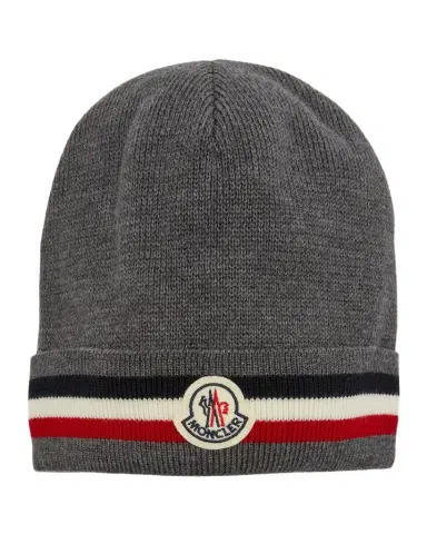Moncler Men's Tricolor Logo Beanie | Thumbnail 1 Moncler Men's Tricolor Logo Beanie | Thumbnail 1