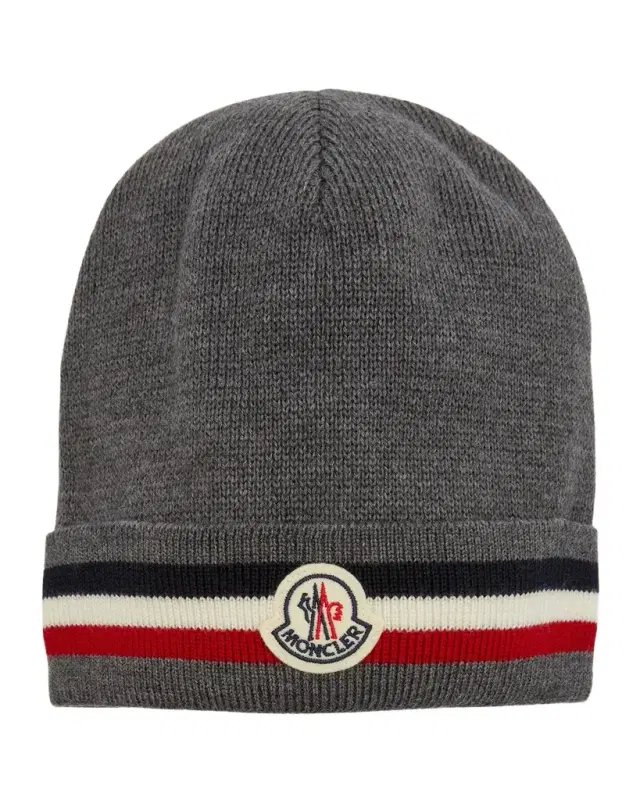 Moncler Men 's Tricolor Logo Beanie