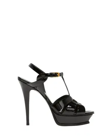 Saint Laurent Tribute Patent T-Strap Platform Sandals | Thumbnail 1