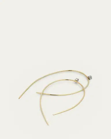 Lana 14K Gold Mini Wire Hooked On Hoop Earrings with Diamonds, 38mm | Thumbnail 3