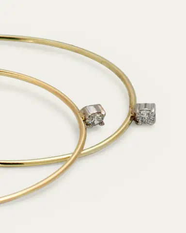 Lana 14K Gold Mini Wire Hooked On Hoop Earrings with Diamonds, 38mm | Thumbnail 4