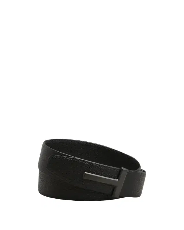 TOM FORD Men's Reversible T-Buckle Leather Belt, 40mm