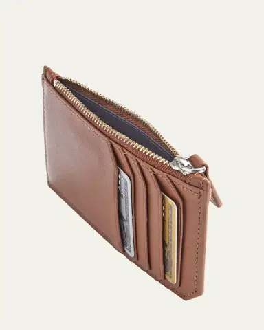 ROYCE New York Monogrammed Zippered Leather Credit Card Case, Personalized | Thumbnail 2