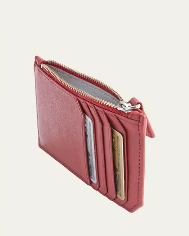 ROYCE New York Monogrammed Zippered Leather Credit Card Case, Personalized | Thumbnail 5