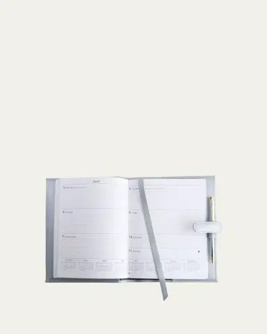 Royce New York Monogrammed Executive Weekly Leather Calendar Planner, Personalized | Thumbnail 3