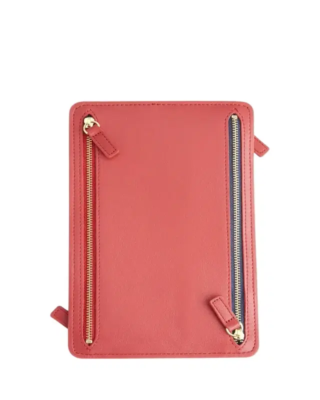 ROYCE New York Monogrammed Leather RFID Blocking Foup Zip Travel Organizer, Personalized