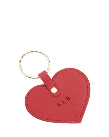 Royce New York Monogrammed Leather Heart-Shaped Key Chain, Personalized | Thumbnail 1