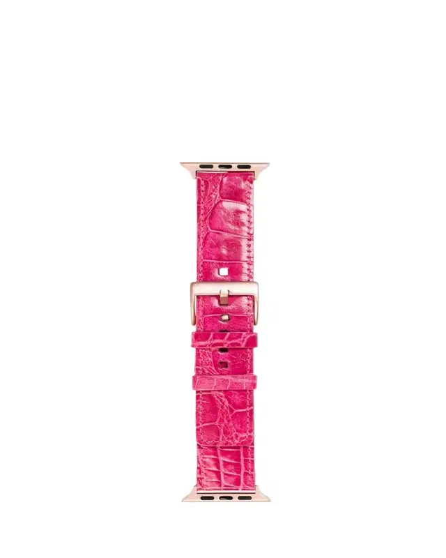Abas Men's Apple Watch Alligator Watch Strap, Rose Gold Finish