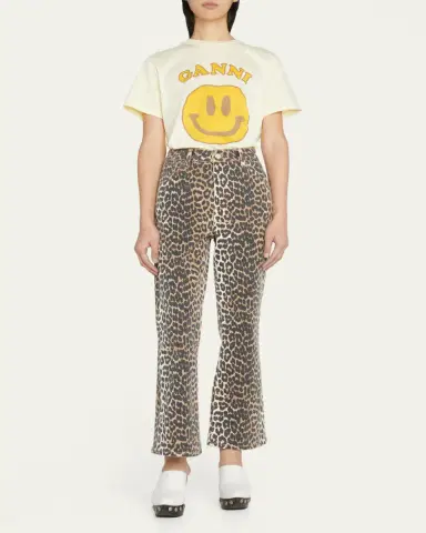 Ganni Betzy Leopard Cropped Bootcut Jeans | Thumbnail 2