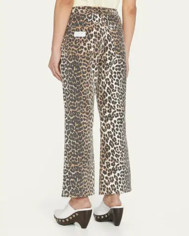 Ganni Betzy Leopard Cropped Bootcut Jeans | Thumbnail 3