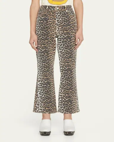 Ganni Betzy Leopard Cropped Bootcut Jeans | Thumbnail 4