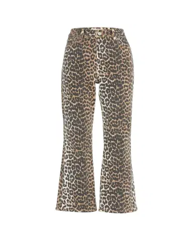 Ganni Betzy Leopard Cropped Bootcut Jeans | Thumbnail 1