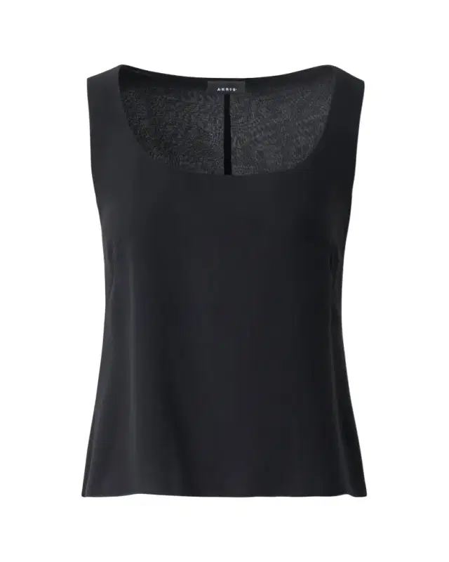 Scoop-Neck Silk Georgette Tank Top