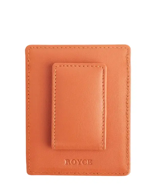 Monogrammed Leather Magnetic Money Clip Wallet, Personalized