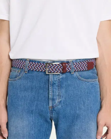W. Kleinberg Men's Stretch Woven Belt with Alligator Trim | Thumbnail 2