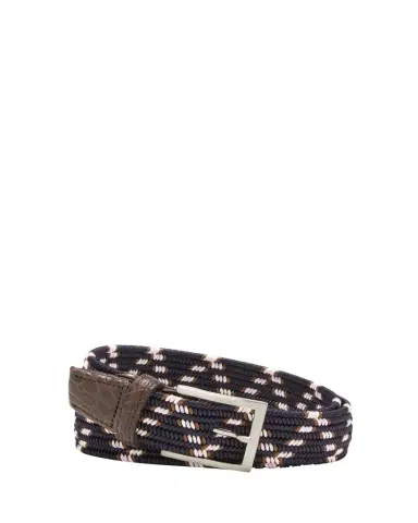 W. Kleinberg Men's Stretch Woven Belt with Alligator Trim | Thumbnail 1 W. Kleinberg Men's Stretch Woven Belt with Alligator Trim | Thumbnail 1