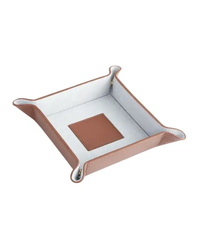 ROYCE New York Personalized Suede & Leather Catchall Valet Tray