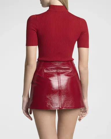 Courrèges Mock-Neck Short-Sleeve Rib Pullover | Thumbnail 7