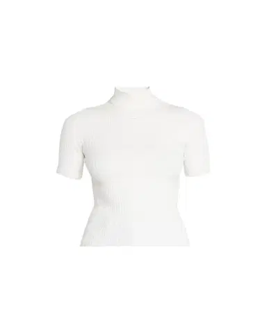 Courrèges Mock-Neck Short-Sleeve Rib Pullover | Thumbnail 1