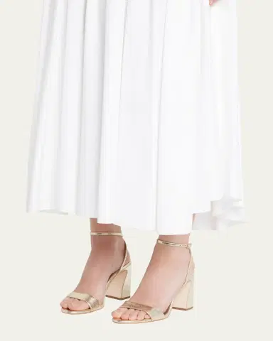 Loeffler Randall Malia Metallic Leather Block-Heel Sandals | Thumbnail 2