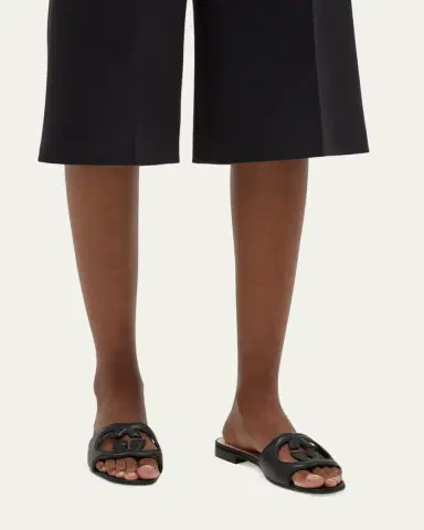 Gucci Leather Logo Cutout Flat Sandals | Thumbnail 2
