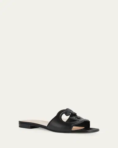 Gucci Leather Logo Cutout Flat Sandals | Thumbnail 3