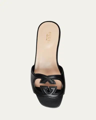Gucci Leather Logo Cutout Flat Sandals | Thumbnail 5