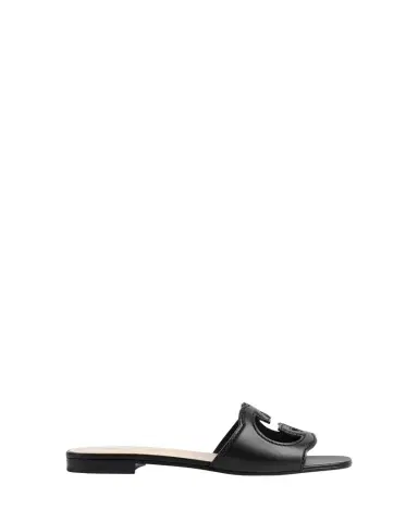 Gucci Leather Logo Cutout Flat Sandals | Thumbnail 1