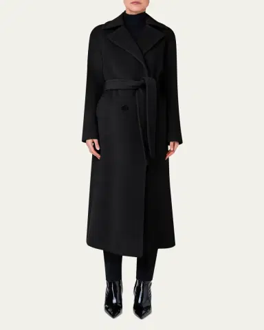 Akris punto Long Double-Breast Belted Wool-Cashmere Coat | Thumbnail 2 Akris punto Long Double-Breast Belted Wool-Cashmere Coat | Thumbnail 2