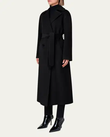 Akris punto Long Double-Breast Belted Wool-Cashmere Coat | Thumbnail 4 Akris punto Long Double-Breast Belted Wool-Cashmere Coat | Thumbnail 4
