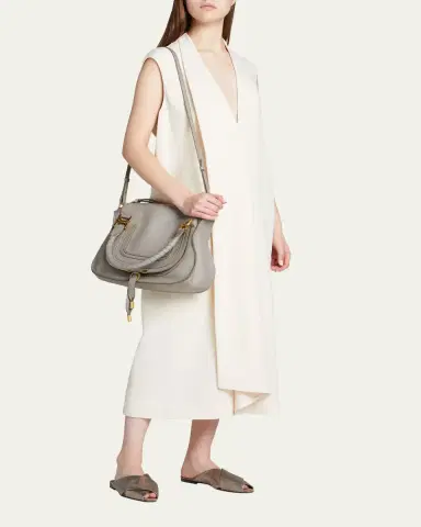 Chloé Marcie Medium Double Carry Satchel Bag in Grained Leather | Thumbnail 5 Chloé Marcie Medium Double Carry Satchel Bag in Grained Leather | Thumbnail 5