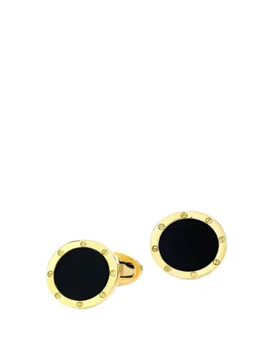 Jan Leslie Men's 18K Yellow Gold Round Gemstone Cufflinks | Thumbnail 1