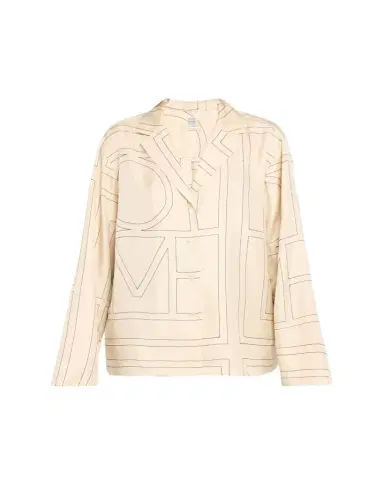 TOTEME Monogram-Embroidered Silk Pajama Top | Thumbnail 1