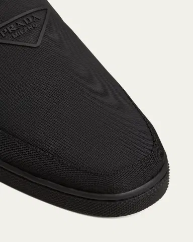 Prada Men's Triangle Logo Nylon Slip-On Loafers | Thumbnail 3 Prada Men's Triangle Logo Nylon Slip-On Loafers | Thumbnail 3