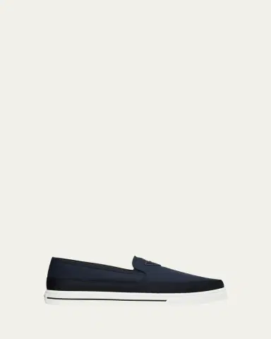 Prada Men's Triangle Logo Nylon Slip-On Loafers | Thumbnail 4 Prada Men's Triangle Logo Nylon Slip-On Loafers | Thumbnail 4