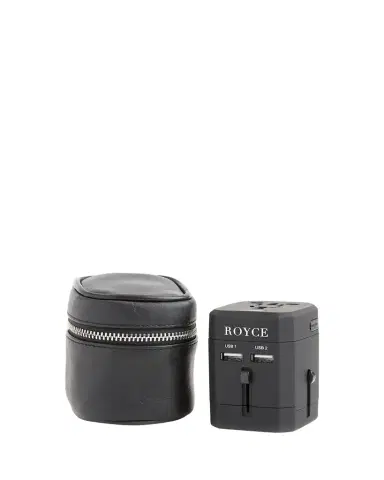 Royce New York International Travel Adapter & Monogrammed Leather Case Set | Thumbnail 1 Royce New York International Travel Adapter & Monogrammed Leather Case Set | Thumbnail 1