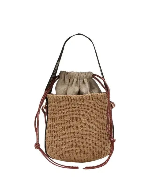 Chloe Woody Small Mifuko Basket Bag with Logo Webbing