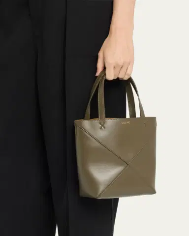 Loewe Puzzle Fold Mini Tote Bag in Shiny Leather | Thumbnail 2
