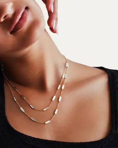 KAMAL Bar Chain Necklace with Gemstones | Thumbnail 2
