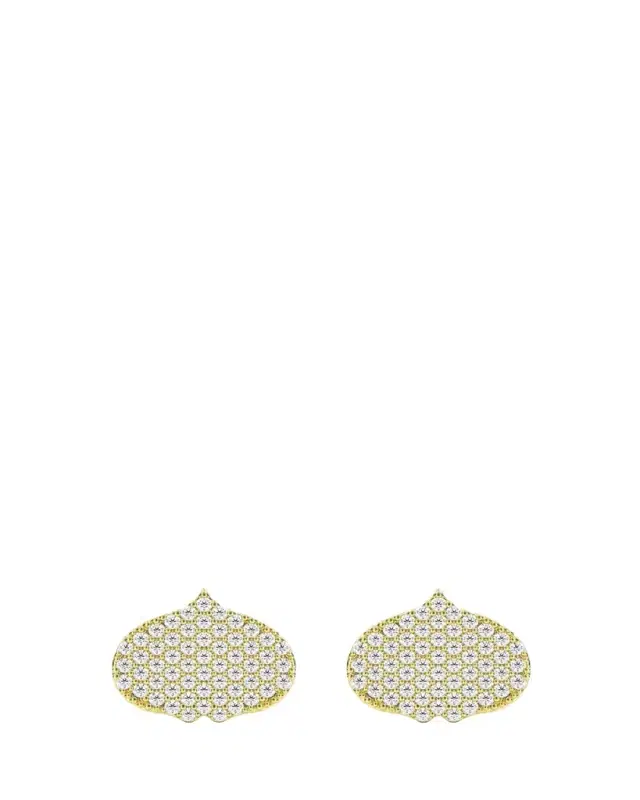 KAMAL Eye Adore Stud Earrings in Gold and White Diamonds, 12mm