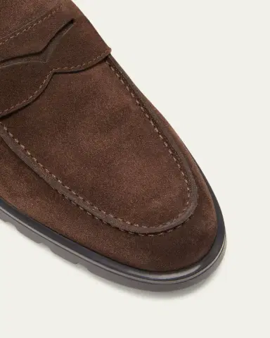 Santoni Men's Rock Suede Lug Sole Penny Loafers | Thumbnail 5