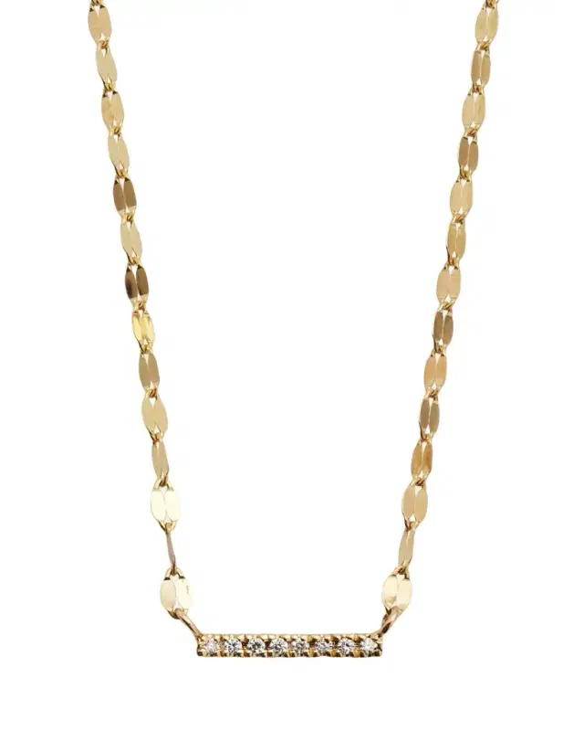 Lana 14K Gold Flawless Mini Diamond Bar Pendant Necklace