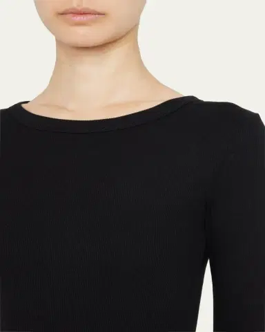 ÉTERNE Long-Sleeve Fitted Crewneck Top | Thumbnail 5