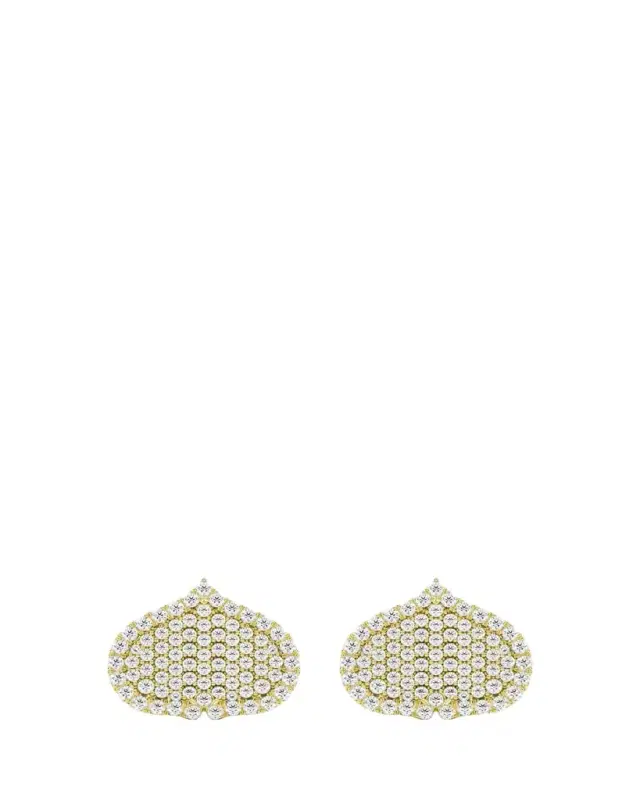 KAMAL Eye Adore Stud Earrings in Gold and White Diamonds, 15mm