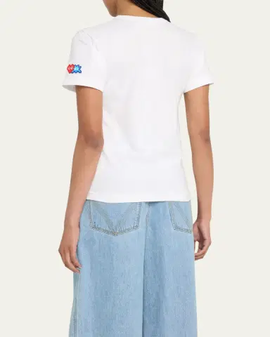 CDG Play Embroidered Heart and Invader Patch Cotton T-Shirt | Thumbnail 3