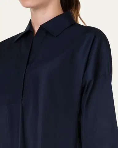 Akris punto Kimono-Sleeve Split-Neck Blouse | Thumbnail 5