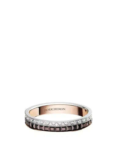 Boucheron Quatre Classique Ring in Tricolor Gold with Brown PVD and Diamonds | Thumbnail 1
