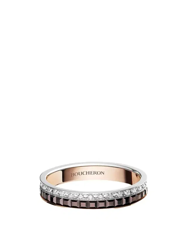 Boucheron Quatre Classique Ring in Tricolor Gold with Brown PVD and Diamonds