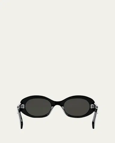 Celine Triomphe Logo Oval Acetate Sunglasses | Thumbnail 9